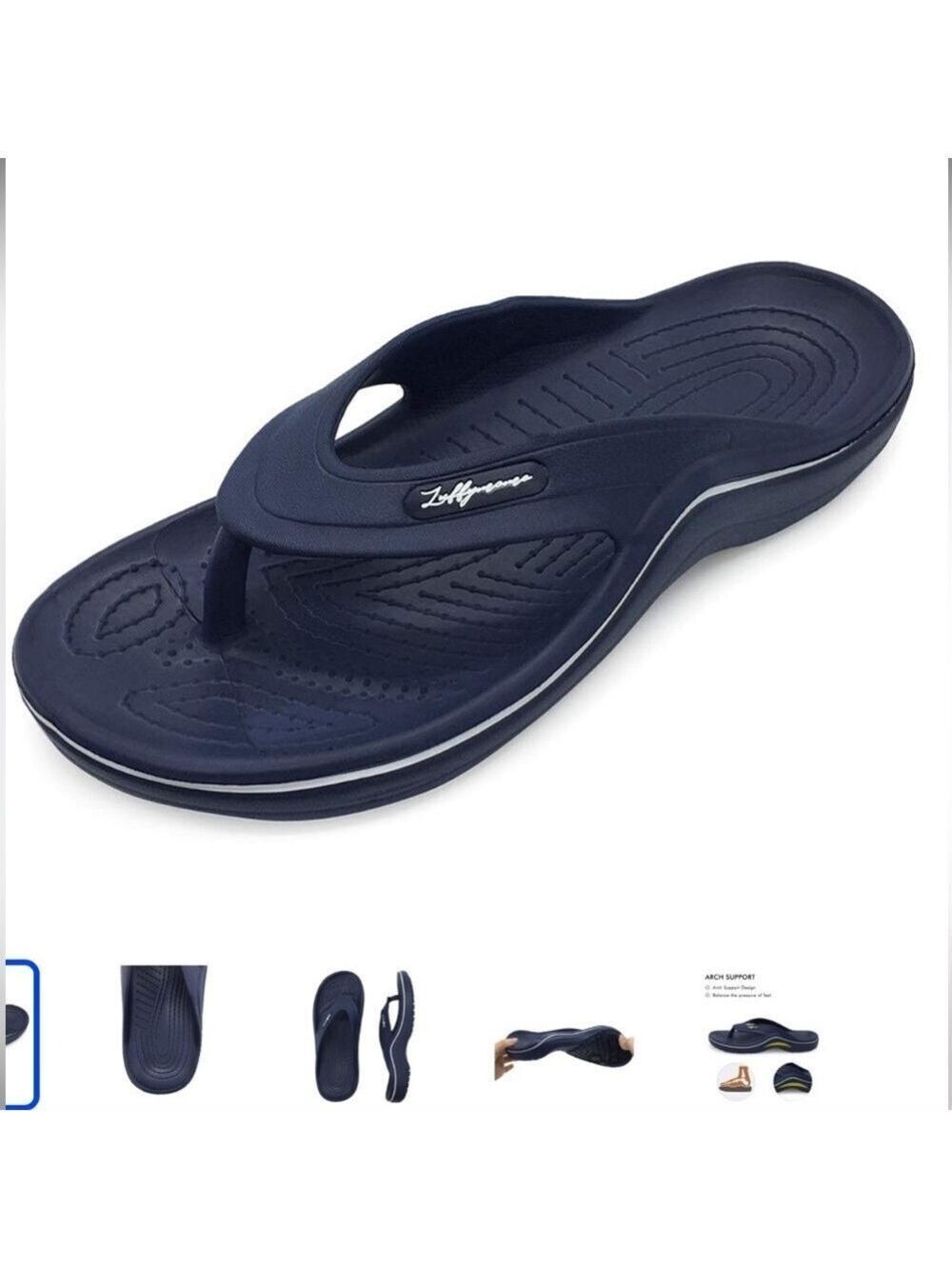 LUFFYMOMO navy Mens Arch Support Sport Toe-Post Flip Flop Thong sz 42 men’s NWOT